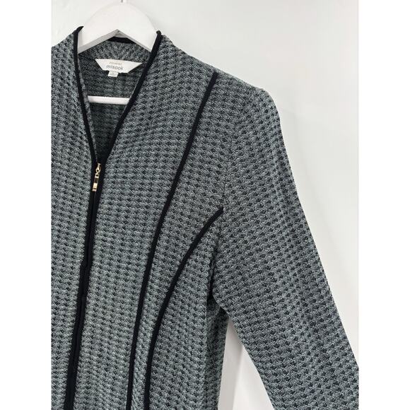 Exclusively Misook Knit Sweater Jacket Womens Large Blue Black Full Zip Cardigan - Picture 3 of 16